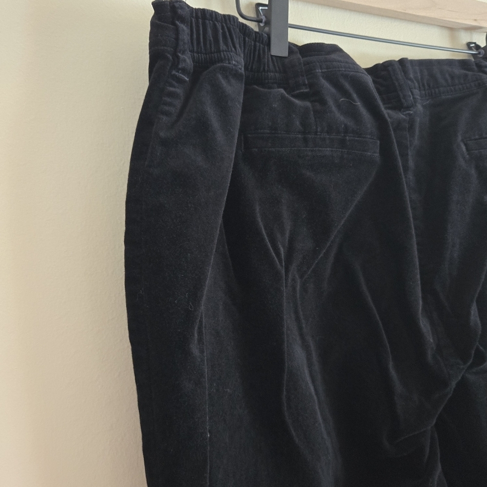 LANDS END Black Velvet Straight Leg Elastic Waist Pant - Picture 4 of 5